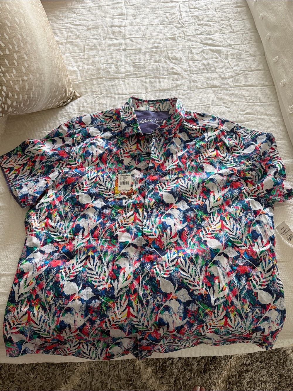 Robert Graham Multicolor Tropical Print Short-Sleeve Shirt